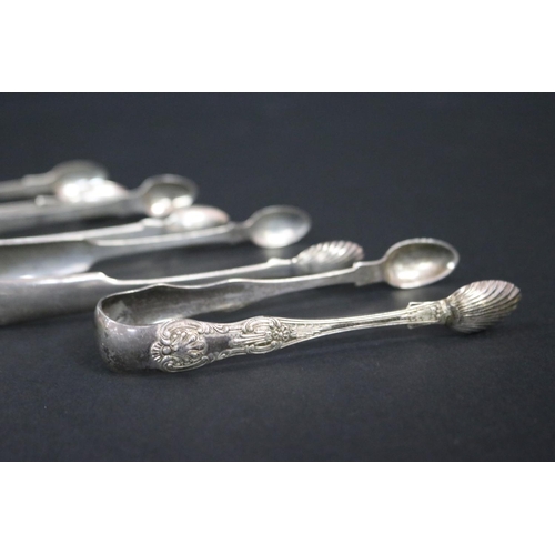198 - Four antique Georgian and Victorian hallmarked sterling silver sugar nips, London, Exeter Edinburgh ... 