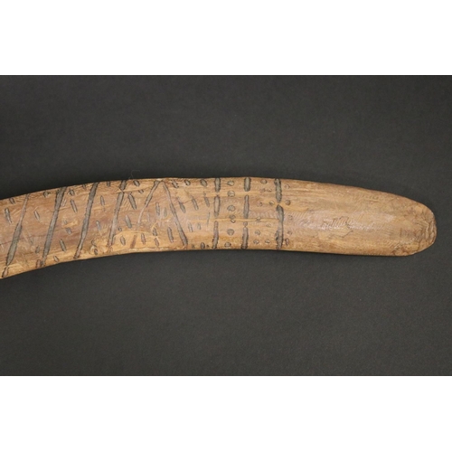 45 - Bismark Pultara,(Australian Aboriginal deceased) Killing boomerang, mulgawood 1960s, Walpiri, approx... 