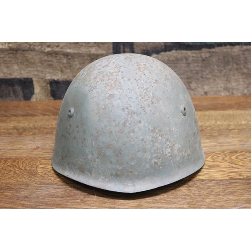 612 - Soviet steel helmet shell, approx 18cm H x 28cm W x 24cm D