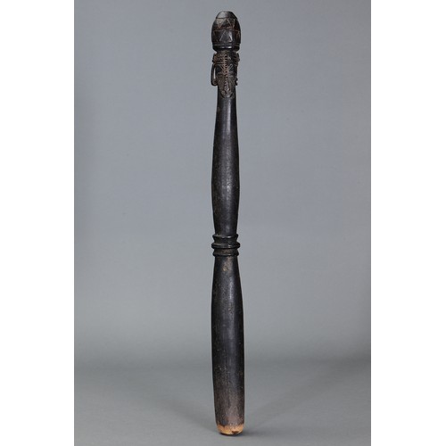 628 - Fine early Tami Island Sago Pounder, Papua New Guinea. Carved and engraved hardwood. Finely carved f... 