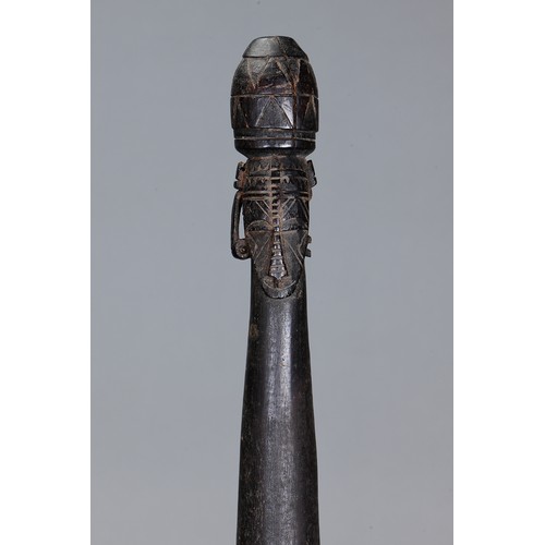 628 - Fine early Tami Island Sago Pounder, Papua New Guinea. Carved and engraved hardwood. Finely carved f... 