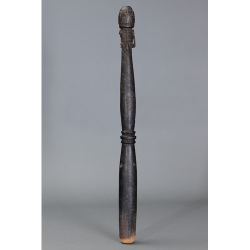 628 - Fine early Tami Island Sago Pounder, Papua New Guinea. Carved and engraved hardwood. Finely carved f... 