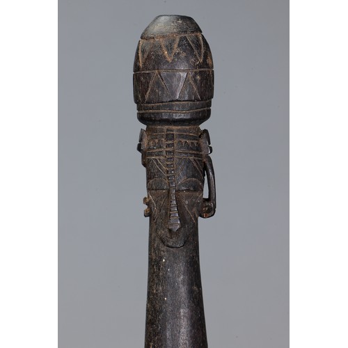 628 - Fine early Tami Island Sago Pounder, Papua New Guinea. Carved and engraved hardwood. Finely carved f... 