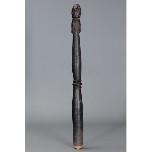 628 - Fine early Tami Island Sago Pounder, Papua New Guinea. Carved and engraved hardwood. Finely carved f... 