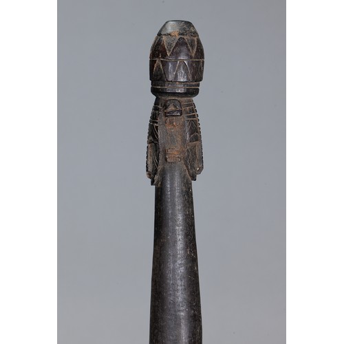 628 - Fine early Tami Island Sago Pounder, Papua New Guinea. Carved and engraved hardwood. Finely carved f... 