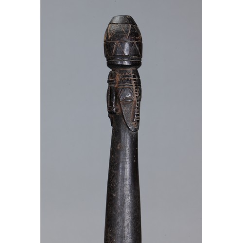 628 - Fine early Tami Island Sago Pounder, Papua New Guinea. Carved and engraved hardwood. Finely carved f... 