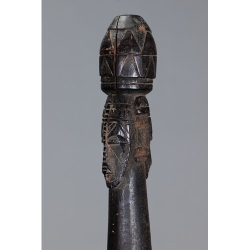 628 - Fine early Tami Island Sago Pounder, Papua New Guinea. Carved and engraved hardwood. Finely carved f... 