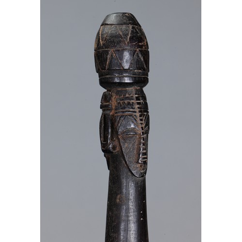 628 - Fine early Tami Island Sago Pounder, Papua New Guinea. Carved and engraved hardwood. Finely carved f... 