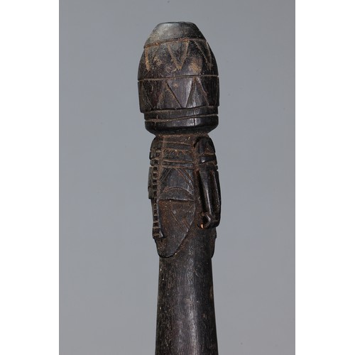 628 - Fine early Tami Island Sago Pounder, Papua New Guinea. Carved and engraved hardwood. Finely carved f... 