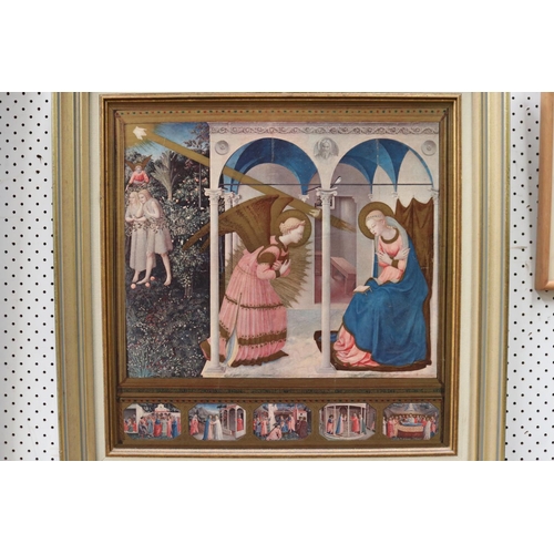 646 - Religious scene, coloured decorative print, approx 69cm L x 68cm H