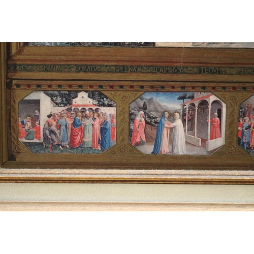 646 - Religious scene, coloured decorative print, approx 69cm L x 68cm H