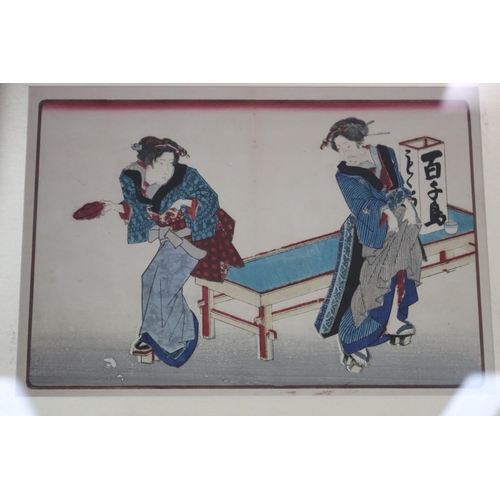 651 - Set of four Japanese woodblock prints, each approx 27cm H x 36cm W (frame size) (4)