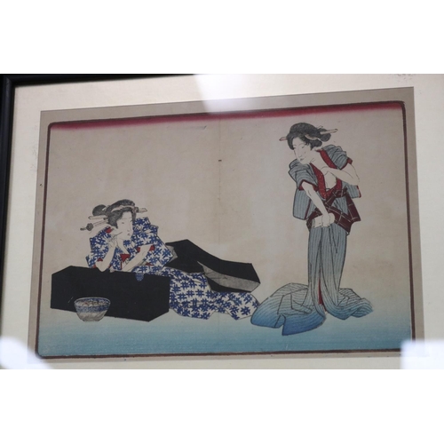 651 - Set of four Japanese woodblock prints, each approx 27cm H x 36cm W (frame size) (4)