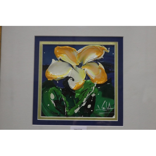 653 - Velia Newman 'Frangipani', signed lower right, approx 17cm Sq