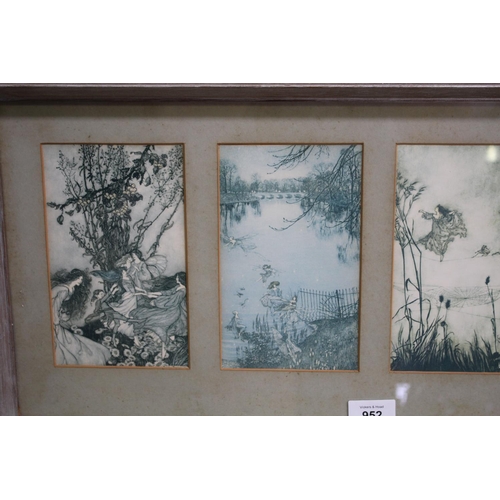 661 - Nymph prints, Outhwaite style, approx 26cm x 59cm