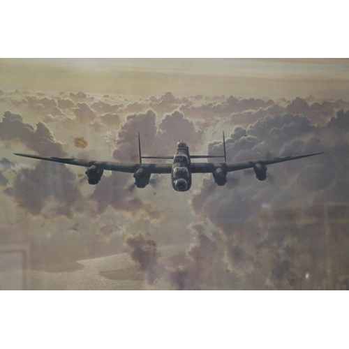 674 - Large framed print of a WW2 era bomber, by Coulson, approx 71cm x 90cm.