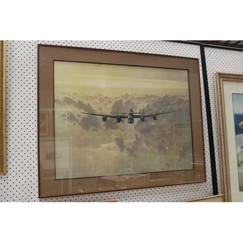 674 - Large framed print of a WW2 era bomber, by Coulson, approx 71cm x 90cm.