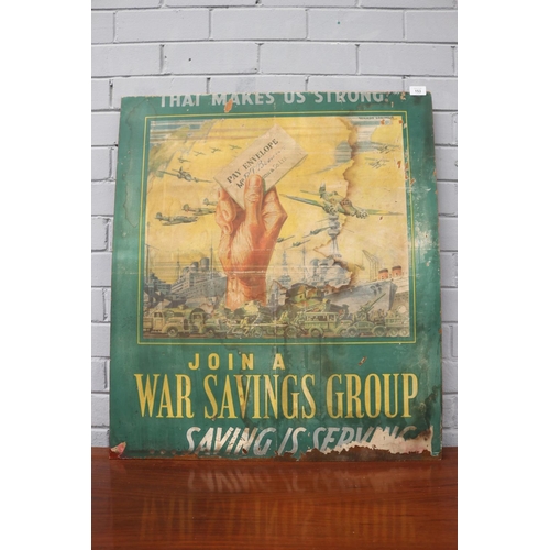 688 - That Makes Us Strong, Join A War Savings Group, Saving is Serving poster, approx 85cm x 74cm
