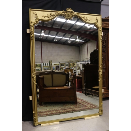 712 - Impressive & large French gilt salon mirror of rectangular form, approx 222cm H x 146cm W