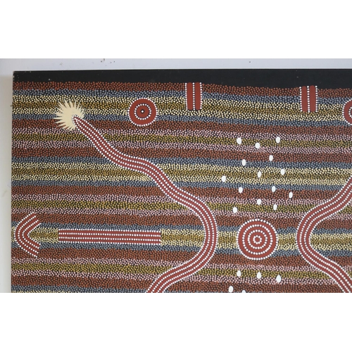 31 - Clifford Possum Tjapaltjarri (c1933-2002) Aboriginal Australian, Possum Dreaming Corroboree, illustr... 