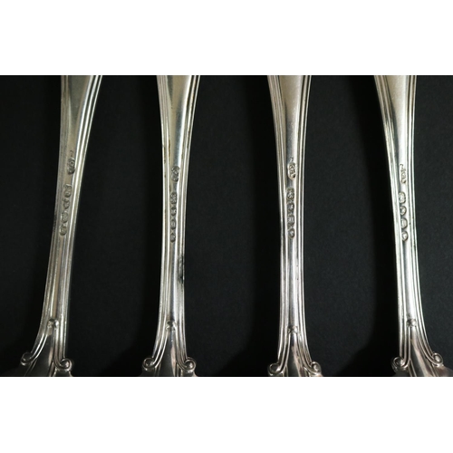 203 - Set of eight antique Victorian hallmarked sterling silver spoons, London 1855-56 George Adams, appro... 