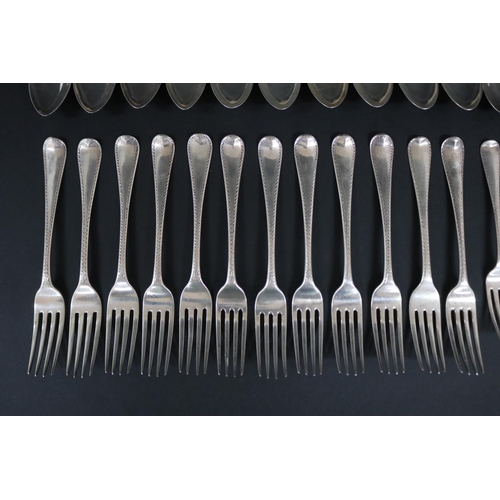 205 - Antique Georgian and Victorian bright cut hallmarked sterling silver, spoons and forks, London vario... 