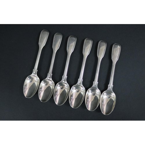 209 - Set of six antique Victorian hallmarked sterling silver teaspoons, London 1851-52, George Adams, app... 