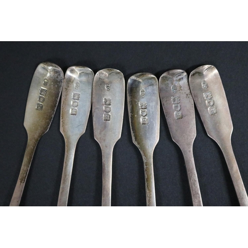 210 - Set of six antique  hallmarked sterling silver teaspoons, London 1902-03, Charles Belk, approx 140 g... 