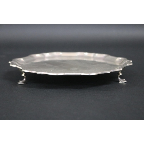 76 - Set of three Hardy Bros hallmarked sterling silver pie crust footed trays, London 1955-56 and 1956-5... 