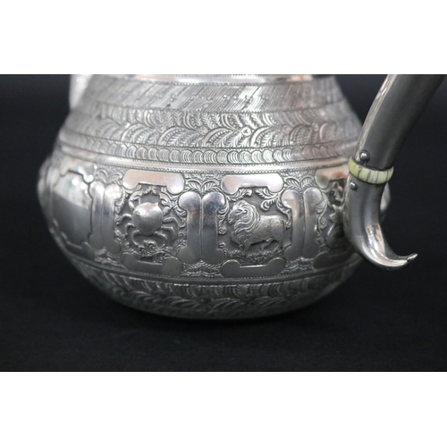 81 - Victorian hallmarked sterling silver four piece tea and coffee service, with Zodiac signs, London 18... 