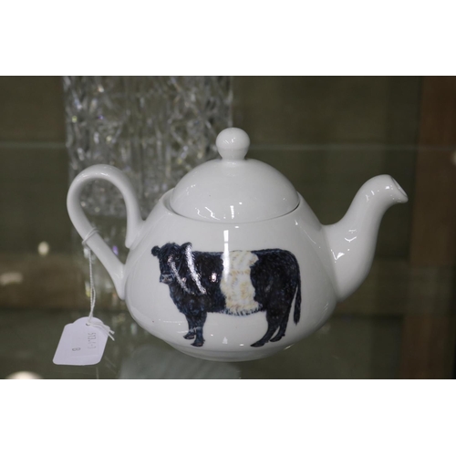 620 - Richard Bramble teapot decorated with Highland and Belted Gallow cattle, approx 14cm H x 20cm W