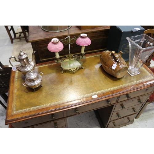 94 - Early Victorian mahogany pedestal desk, approx 79cm H x 122cm W x 55cm D