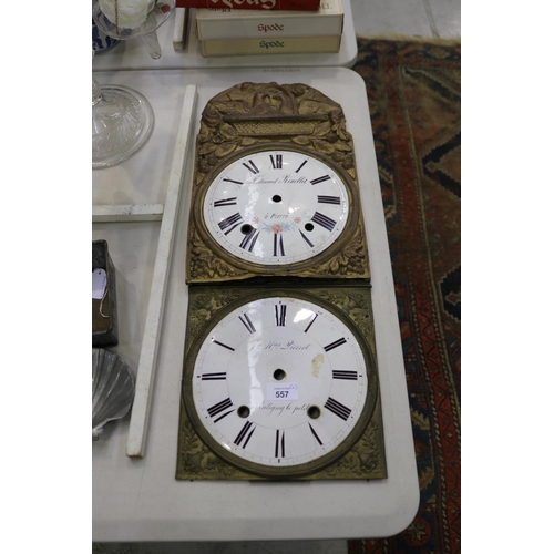 557 - Two French clock faces, approx  21cm D (face only)