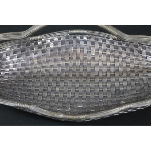 232 - Nice Christofle style silver plated woven basket, approx 16cm H x 32cm W x 18cm D