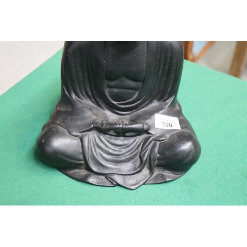 500 - Japanese bronze figure of Shinto Buddha. Meji period, approx 28cm H x 23cm W