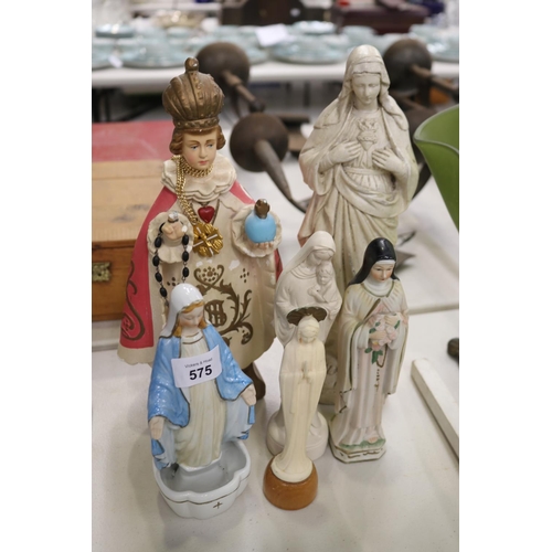 575 - Lot of Religious figures, approx 32cm H and shorter