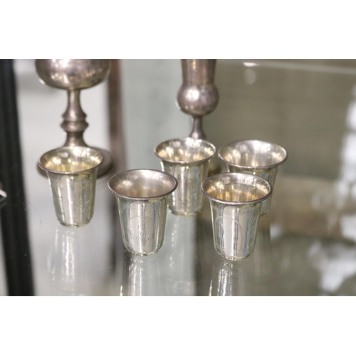 622 - Eight hallmarked sterling silver cups (8), approx 14cm H and shorter. 220 grams