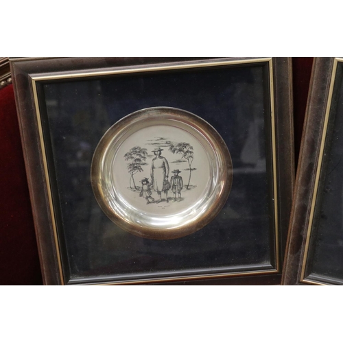 635 - Five limited edition Russell Drysdale framed sterling silver plates (5), each approx 20cm D