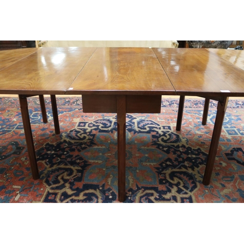 138 - Antique George III mahogany D-end dining table, the central dropleaf section with gateleg action, al... 