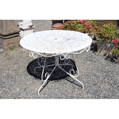 156 - Antique French circular pierced top garden table, approx 68cm H x 96cm Dia