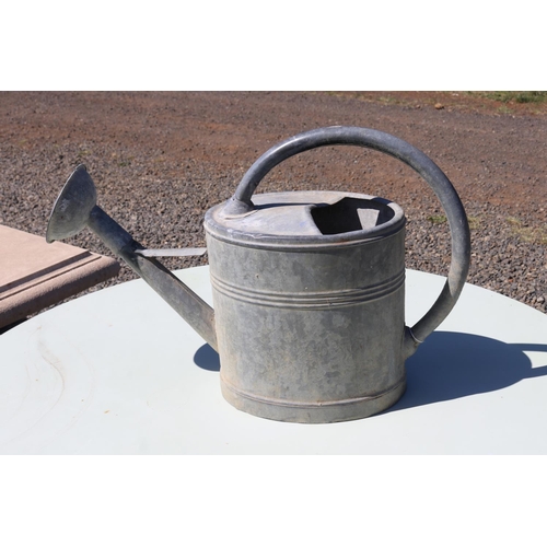 188 - Antique French gal metal watering can, approx 43cm H x 64cm W