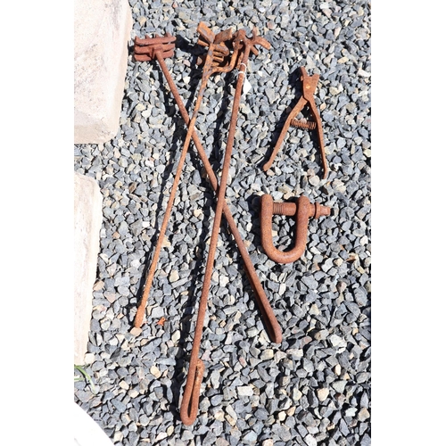 65 - Three old branding irons, approx 89cm L and shorter (3)