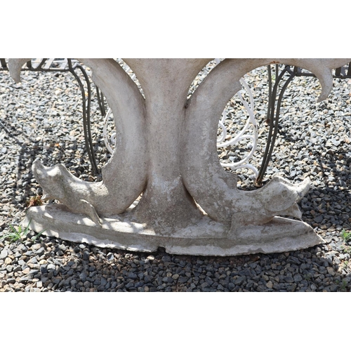 147 - Unusual French Art Deco Period boat shaped dolphin support planter, approx 143cm W x 85cm H