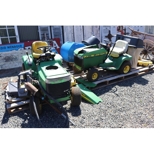 275 - Two John Deere sit on mowers for spares, both have been running (no guarantees) sold as spare parts ... 