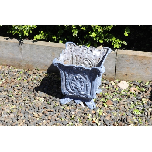 68 - Antique French single cast iron square tapering planter, treated with rust converter, approx 26cm  s... 