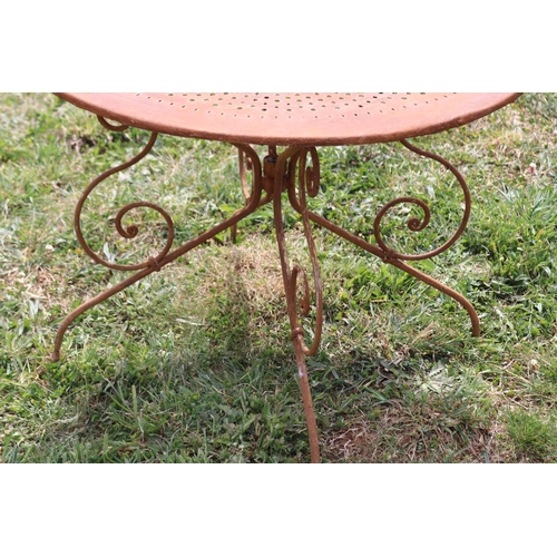 108 - Old French pierced top circular garden table, approx 93cm dia