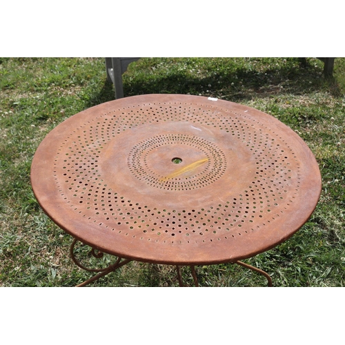 108 - Old French pierced top circular garden table, approx 93cm dia
