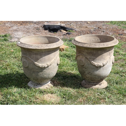 116 - Pair of large anduze style composite stone pots, each approx 70cm H x 65cm dia (2)