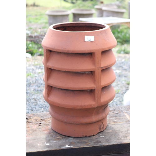 197 - Antique English terracotta chimney pot, approx 46cm H x 33cm W