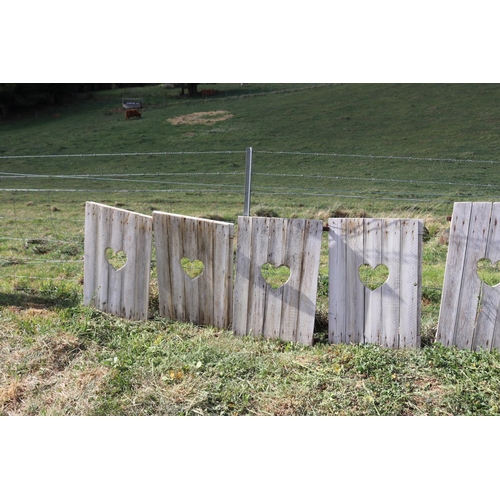 201 - Selection of antique Swiss Alpine pine window shutters with Heart cut outs, approx 95cm H and shorte... 